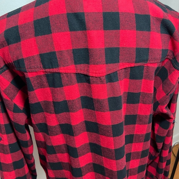 NWT Match Stick Woman’s XL 100% Cotton Bold Red & Black Checked Button Down Top - Picture 5 of 13
